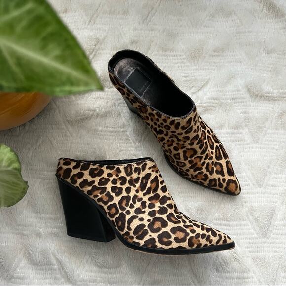 Dolce Vita Ira Leopard Calf Hair Heeled Mules - Picture 3 of 10